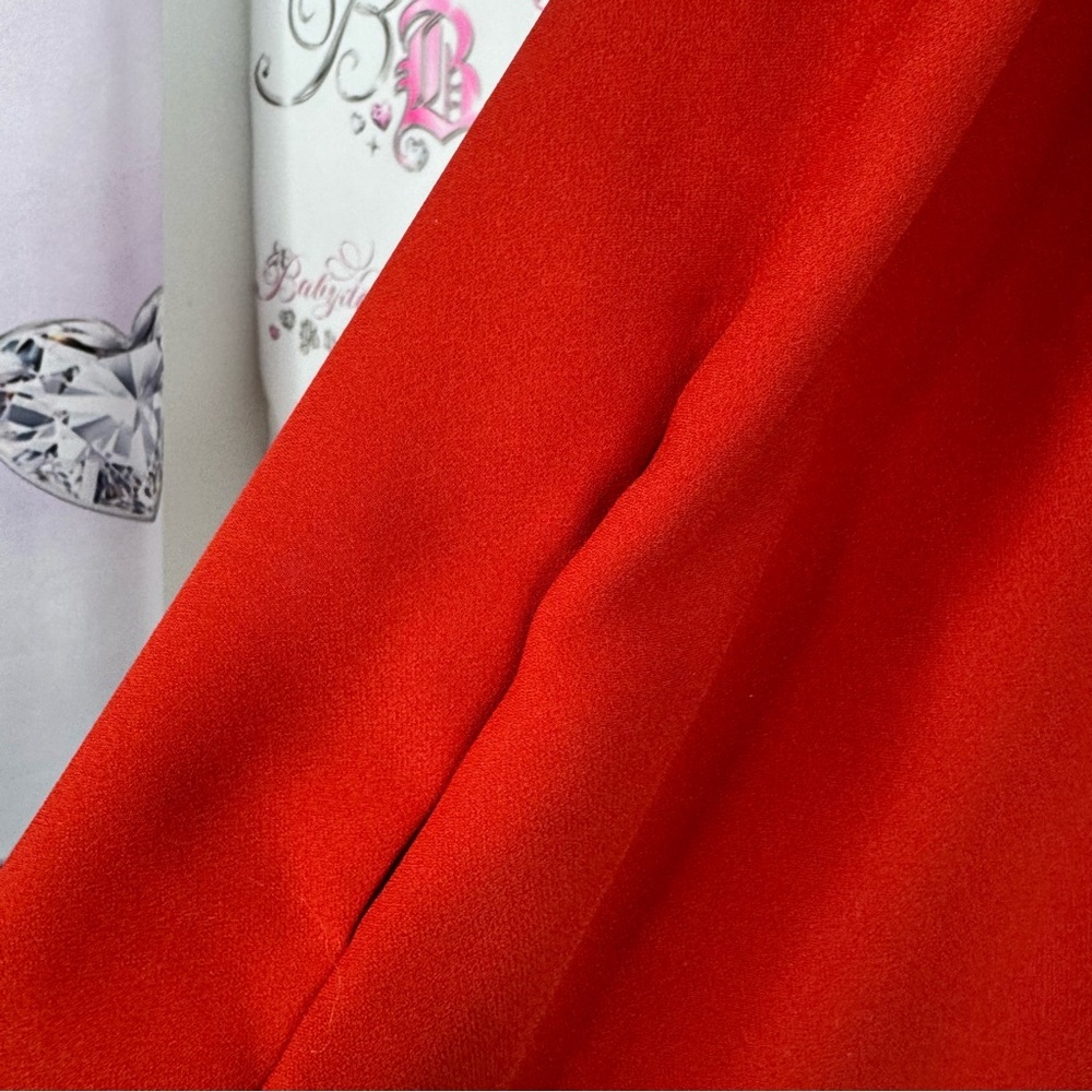 Banana Republic dress ruffle sleeves luxe Red Midi Dress keyhole opening - Picture 9 of 10